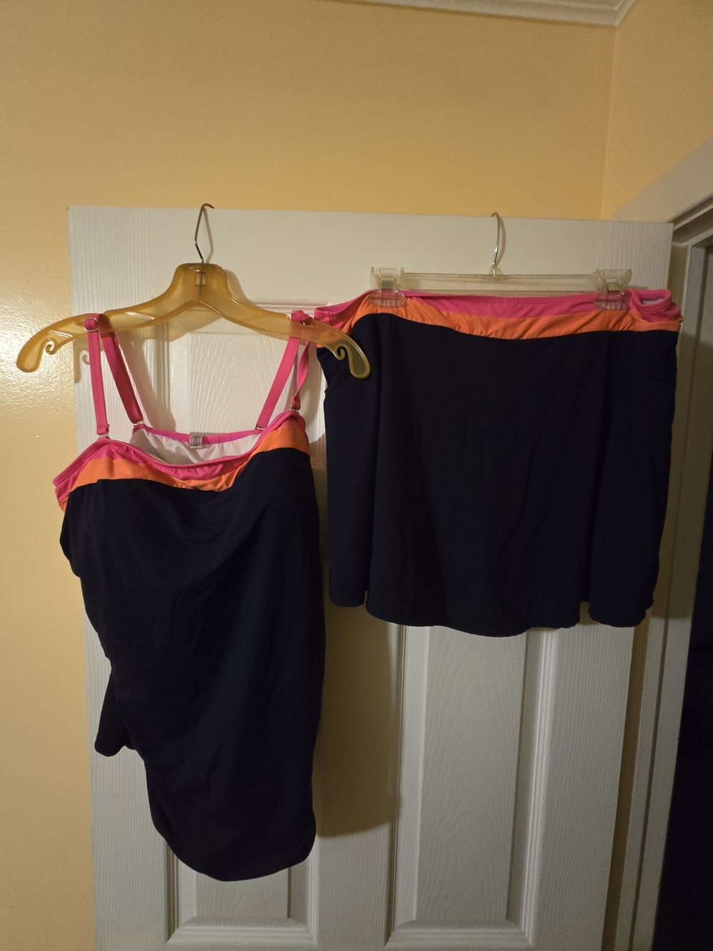 Younique Navy Swim Set with Pink and Orange Trim